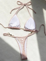 Sexy Leopard Velvet Bikini Mini Micro Thong Bikinis Women Swimwear Female Swimsuit Two-piece Bikini Set Halter Bathing Suit Swim