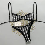 Crochet Striped High Leg Cut Brazilian Bikini Female Swimsuit Women Swimwear Two-pieces Bikini Set Bather Bathing Suit Swim Lady