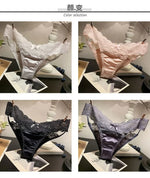 Women's Briefs Satin Lace Sexy Women's Underwear Low Waist Transparent Hollow Out Panties Breathable Soft Seamless Lingerie