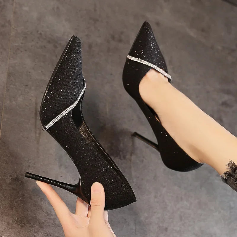 High Heels Women withSpring and Autumn Pointy Women's Shoes Dress Wedding Shoes Temperament Banquet Single Shoes