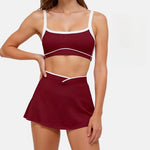 2 Pieces Women's Nude Yoga Set Bra Skirt Tracksuit Running Fitness Sports Set Slim Fit High Waist Beautiful Back Suit