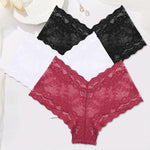 Sexy Lace Panties Women Boyshort Underwear 3Pcs/set Low-Rise Underpants S-XL Ladies Floral Panties Sexy Boyshort Female Lingerie