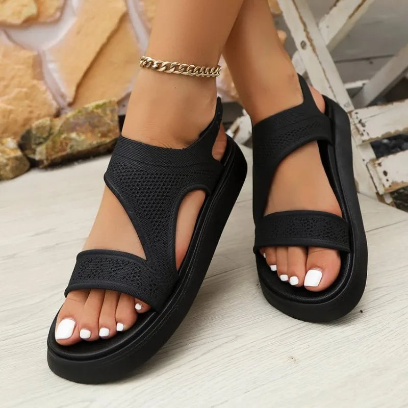 2026 Shoes Women's Summer Shoe Wedges Platform Sandal Beach Sports Sandalias Elastic Knitting Casual Slip on Sandals