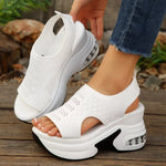 Air Mesh MicrofiberWedge Pumps Platform New Fashion Summer PeepWomen SandalWhite Black