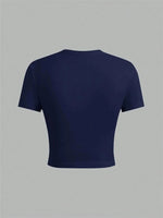 Solid Color Basic Cropped Tshirts for Women Casual Round Neck Short Sleeve Crop Top Summer Slim Fit Tee Shirt Streetwear