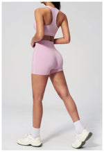 Summer New Color Contrast Yoga Set Women Tight I-shaped Back Sports Bra Versatile Fitness Suit High Waist Shorts Workout Clothes