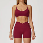 Women's Yoga 2-Piece Hip Lifting Tight Fitting Naked and Beautiful Back Set Outdoor Sports and Leisure Running Fitness Suit