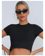Yoga Short Sleeved T-shirt Women Hollow Back Bandage Tie Cross Sports Tank Top with Chest Gym Running Active Wear Fitness Shirts