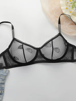 Women's Sexy Embroidered Lips Love Pattern Lace Sexy Underwear Set with Steel Rim Gathering Push Up Breathable Bra Set YS3059