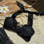 Halter Scrunch Butt High Waist Bikini Female Swimsuit Two-Pieces Bikini Set Women Swimwear Padded Bathing Suit Bather Swim V7171