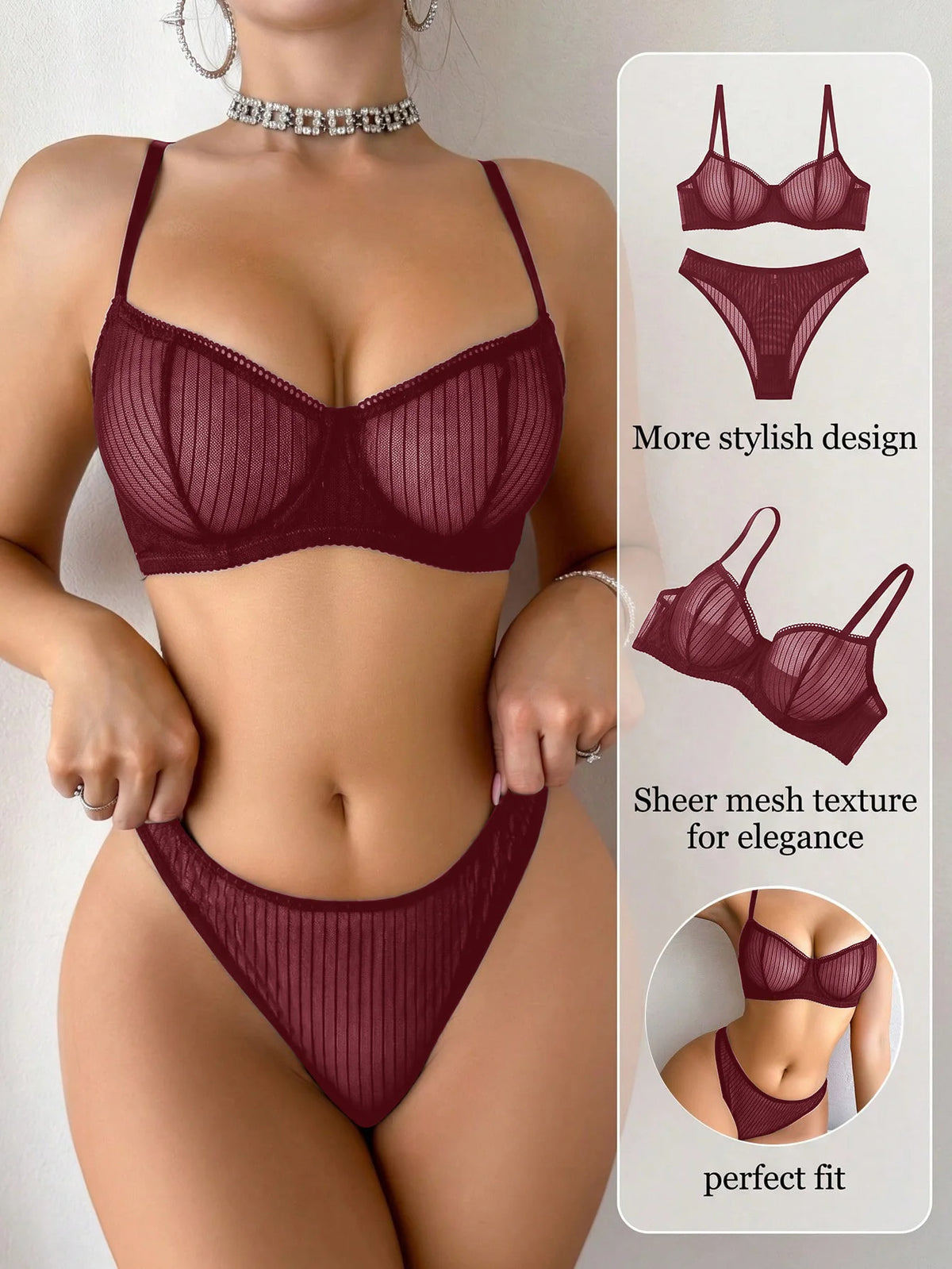 New Fashion Red lace set pretty Underwire setParty is eye-catching lingerie Set stripe solid color Women set MR2864