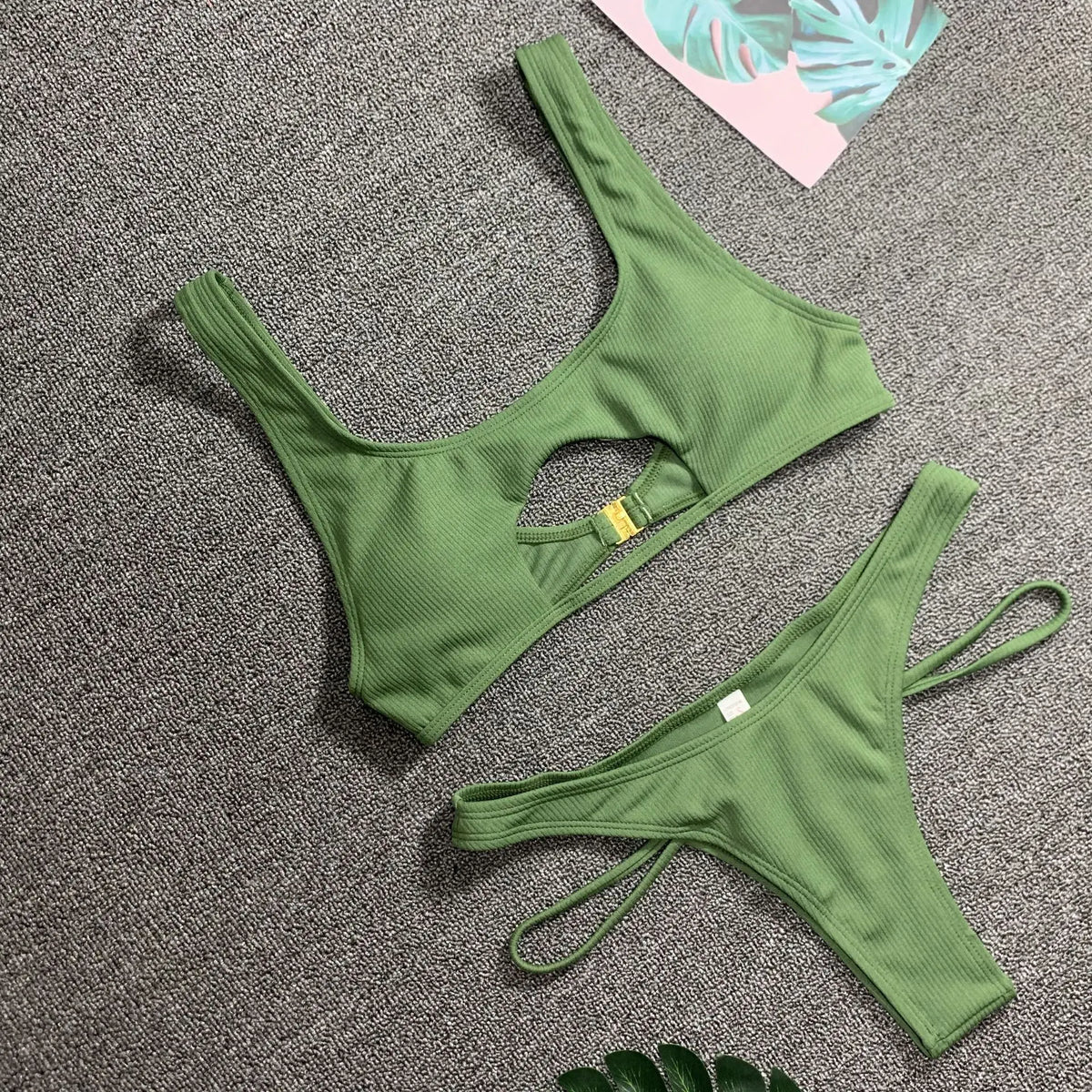 Micro Bikini 2022 Sexy Women Swimsuit Female Rib Bikini Set Push Up Women Swimwear Brazilian Biquini Cut Out Neon Bathing Suit