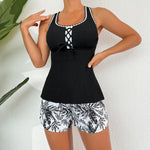 Women's Bathing Suit Two Pieces Tankini Set Summer Sexy Beach Wear High Waisted Print Shorts Swimwear Raceback Women Swimsuit