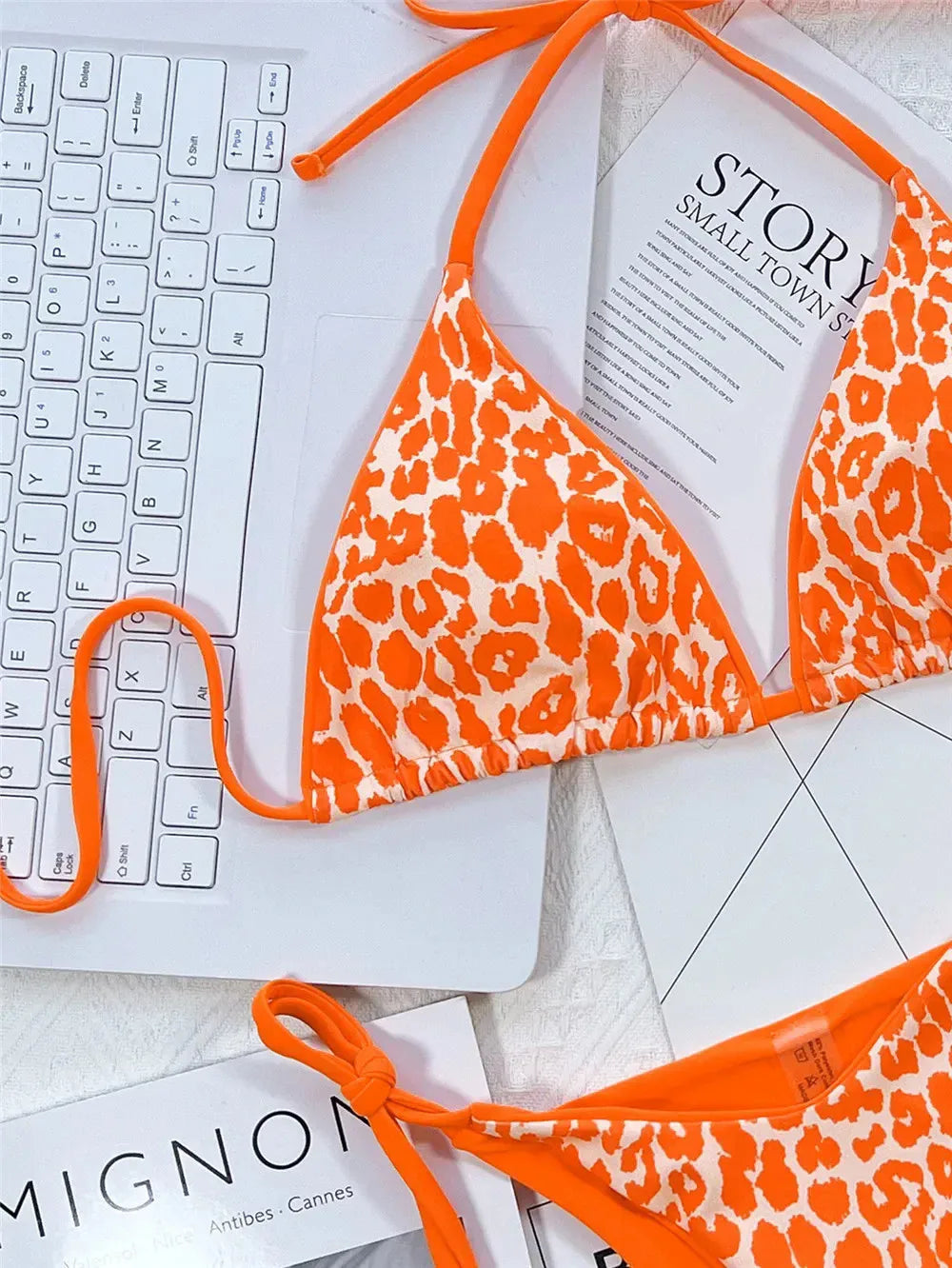 Pink Leopard Print Swimwear String Halter Triangle Bikini Set Micro Thong Sexy Swimsuit Women 2026 Bating Suit Bikinis De Mujer