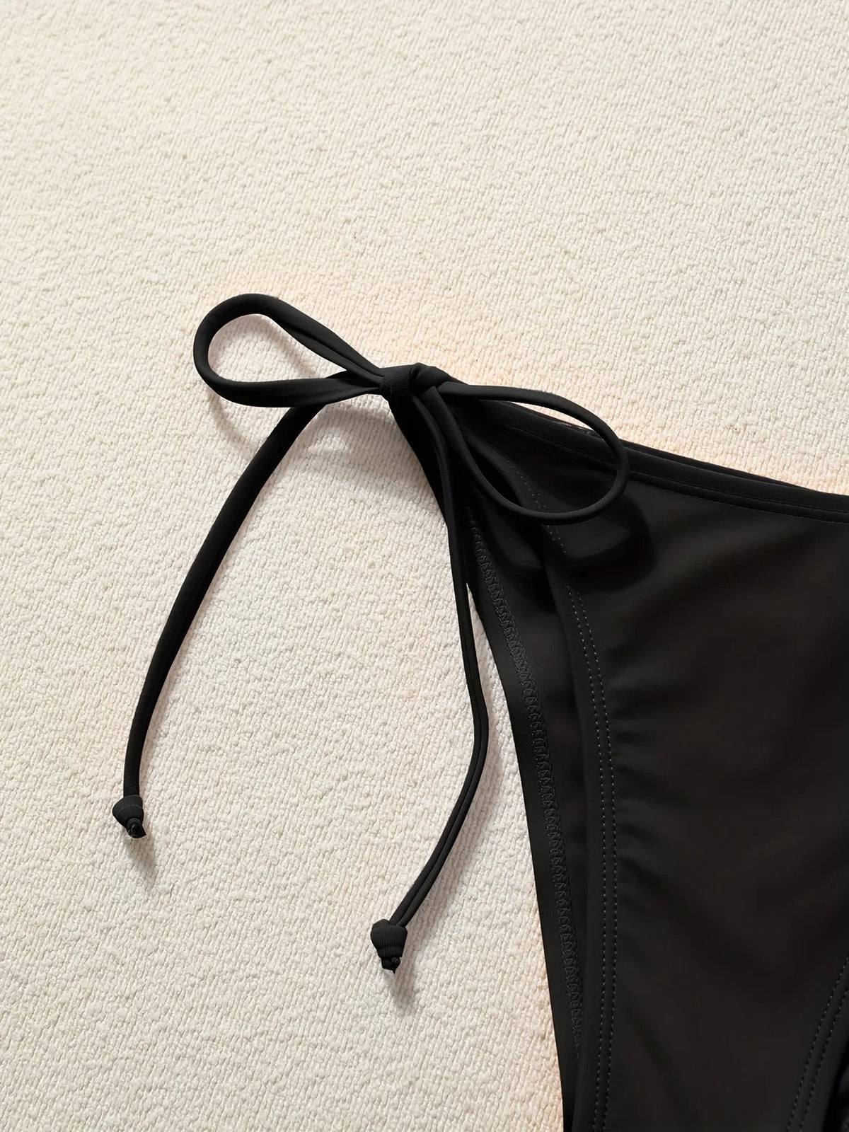 Women Bikini Set Solid Color Triangle Halter Neck Tie Side Two Piece Swimsuit Adjustable String Swimwear for Beach Vacation