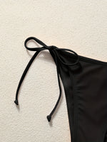 Women Bikini Set Solid Color Triangle Halter Neck Tie Side Two Piece Swimsuit Adjustable String Swimwear for Beach Vacation