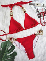 Halter Crystal Rhinestone Diamond Bikini 2026 Female Swimsuit Women Swimwear Two Pieces Bikini set Brazilian Bathing Suit Swim