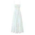 Women's Fashion All-Cotton Strap Long Dress Women's Satin Dress Lace Trim Elegant Evening Wear Dress For Woman Sleeveless GNTG