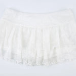Y2k Women Lace Mini Skirt Ruffle Low Waist Double Layer Short A Line Skirts Fairycore Layered Korean Summer Skirts Streetwear