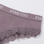 FINETOO 2Pcs/Set Women Cotton Brazilian Panties Plus Size M-2XL Lingerie Sexy Lace Underwear Low Rise Girls Intimates Underpants