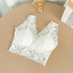 Lace Bras Top Women Sexy Deep V Neck Lingerie Wire Free Tank Tops Female Underwear V Back Bralette Tops Padded Camisole