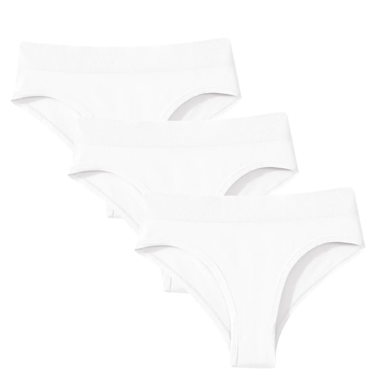 3Pcs/Set High Rise Briefs Women Classic Panties Female Underpants Solid Color Panty Plus Size Underwear Sexy Lingerie S-3XL