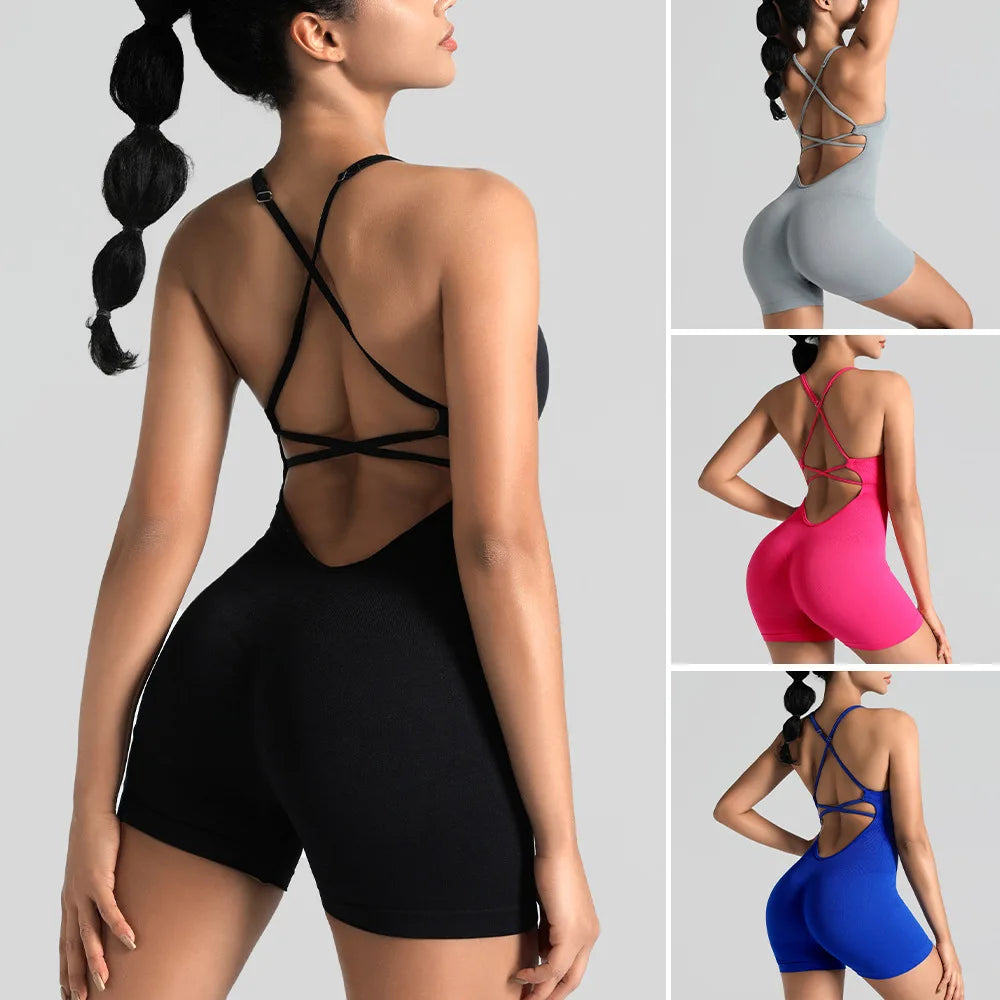 Yoga Sets Gym Jumpsuits Women Sports Overalls Active Wear Fitness Clothing Workout Clothes for Women Short Outfits