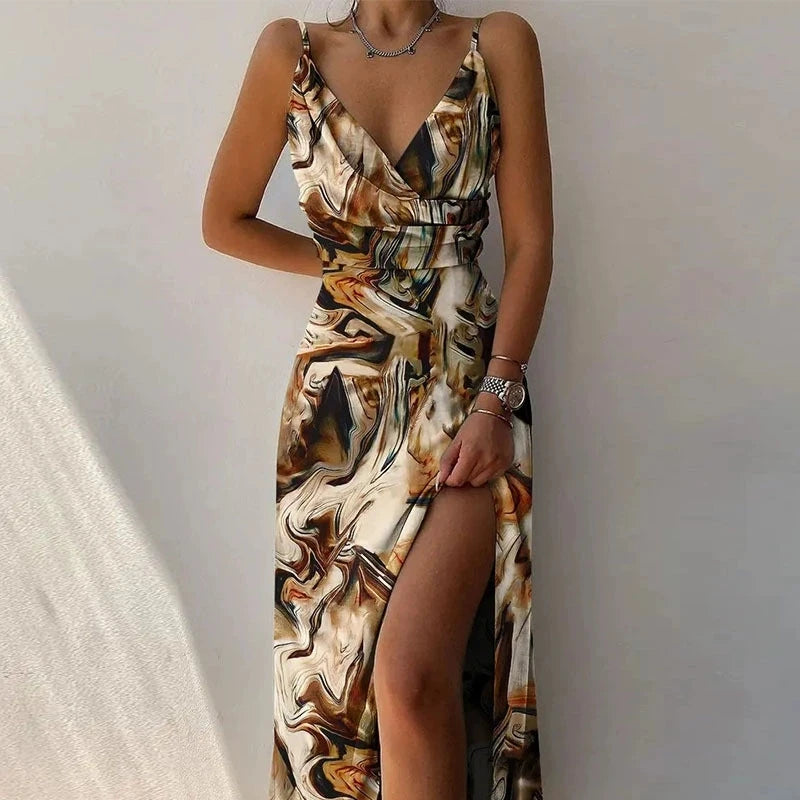 Elegant Sexy Evening Party Dress for Women 2022 New Midi Long Bodycon Slip Dresses Summer Thigh Split Vestidos De Fiesta