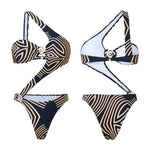 One Shoulder One Piece Swimsuit Woman Trikini Ring Linked Swimwear Thong Beachwear Woman 2025 Bathing Suits Holiday Pool Summer