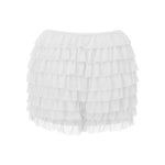 Women’s Layered Ruffle Bloomers Fashion Low Waist Bow Front Solid Color Shorts Casual Summer Mini Shorts