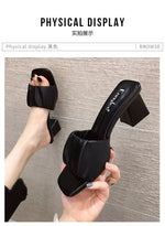 Fashion Strange Style Women Slippers Square Open Toe Slippers Slip on Slides Summers Beach Shoes Woman Heels Zapatillas Mujer