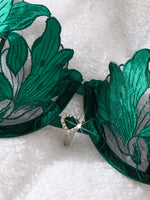 Exclusive green embroidery lingerie set for dates. Sexy see-through chiffon bra. High-end sensual women's underwear ZA824031