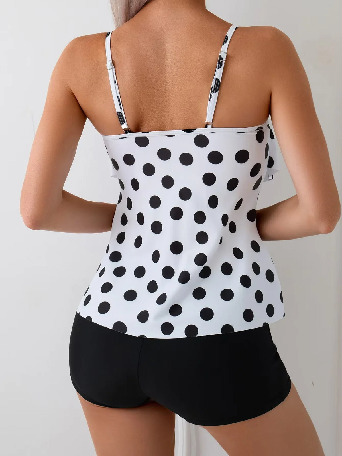 Sexy High Waist Shorts Ruffle Women Swimsuit Two Piece Swimwear Female Tankini Set Polka Dot Bathing Suits Brazilian Biquini