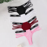 4pcs/pack Low Waist Ribbed Lady thongs Underwear Breathable Comfortable Women's G-string Letter Decor Elegant New Style Lingerie