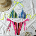 XS - L Mesh Knitted Rope Halter Brazilian Bikini Women Swimwear Female Swimsuit Two-pieces Bikini Set High Cut Bathing Suit Swim