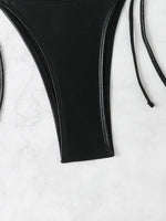 Sexy Shiny Silver Bikini Set Women Push Up Micro Swimsuit 2025 Brazilian Beach Bathing Suit Tie Side Thong Swimwear Biquini