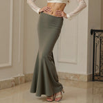 Women Long Fishtail Skirt fashion Ruffle High Waisted Bodycon Maxi Skirts Midi Skirts Elegant Casual Stretchy Skirt outfits