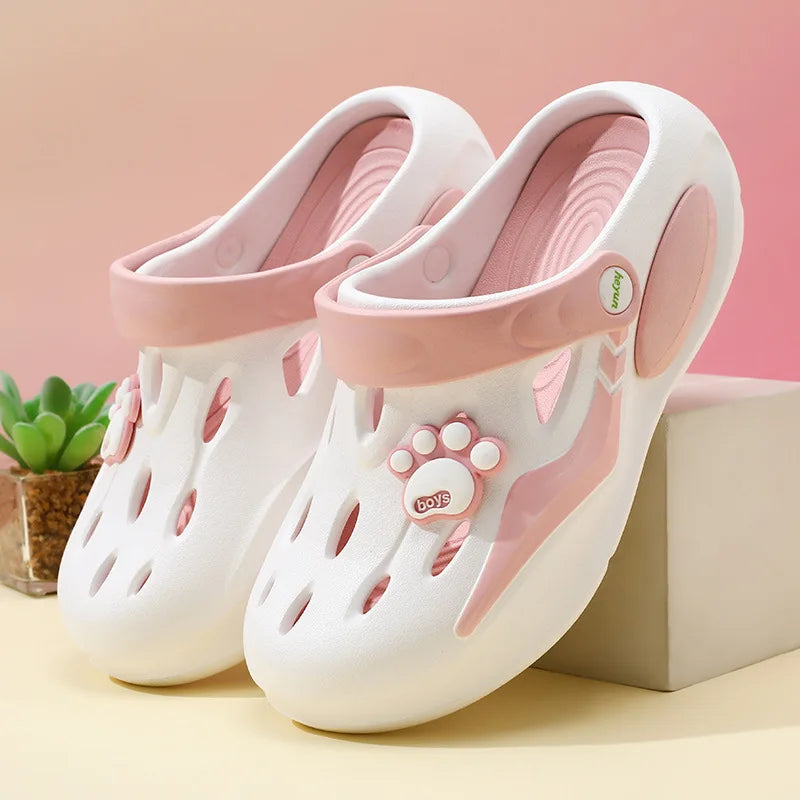 2026 Summer Sandals For Women Platform Shoes Thick Sole Cute DIY Paw Girls Street Beach Slippers Soft EVA Female Fashion Clogs