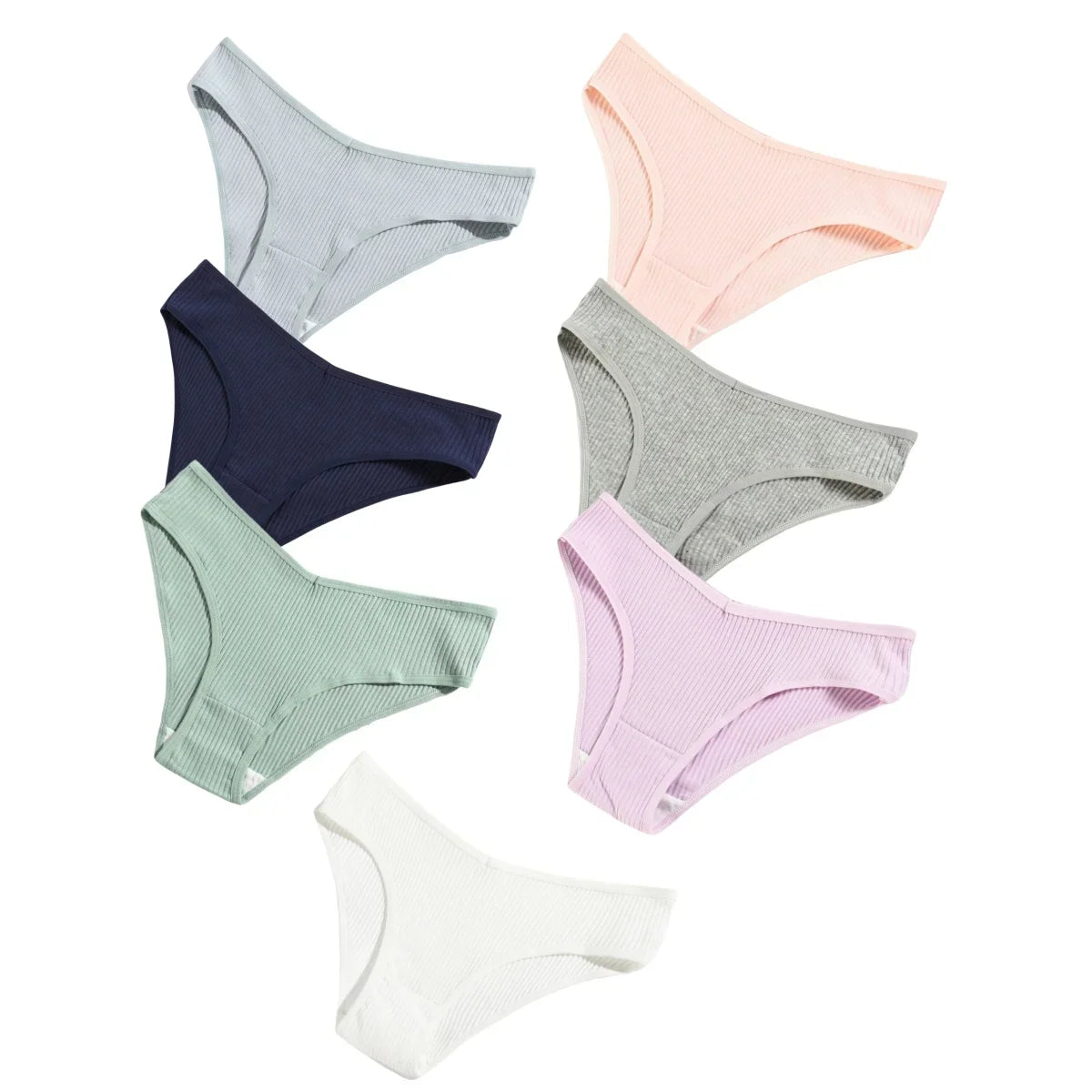 7Pcs/Set Cotton Panties Low Rize Panties For Women Breathable Underwear Female Underpants Sexy Lingerie V-waist Briefs M-2XL