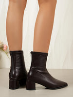 2026 New Vintage Thick Heels Women Slim Ankle Boots Autumn Winter Pointed Toe Stripper Party Short Booties Zapatos De Mujer