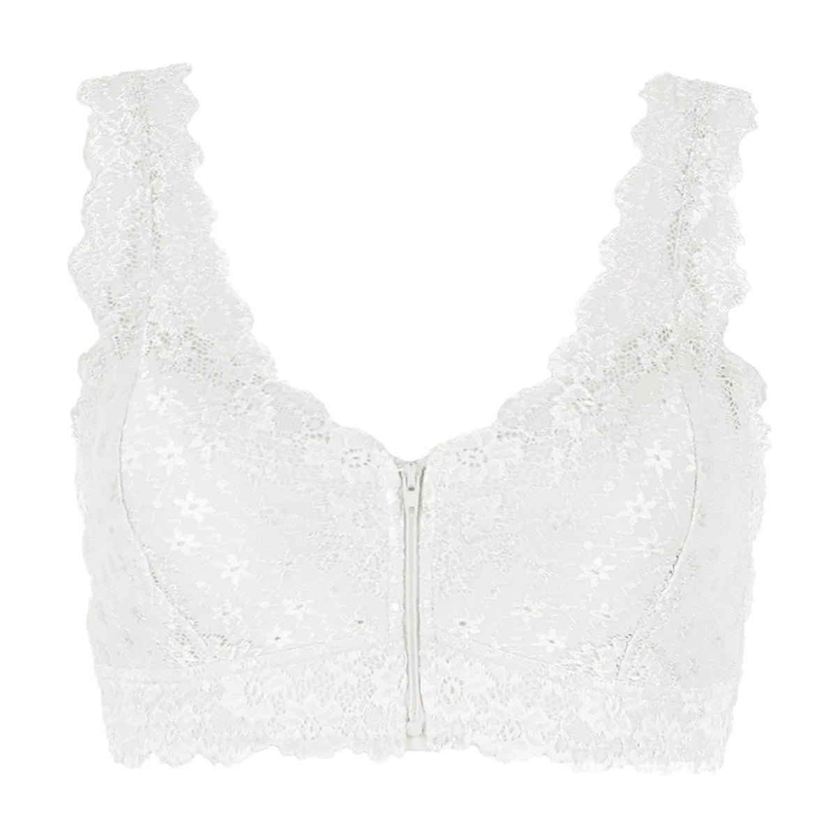 Zipper Sexy Lace Bras For Women V Neck Push Up Padded Brasiere Tops Hollow Out Bralette Breathable Comfortable Women'S Underwear