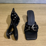 Women's Vintage y2k Leopard Slide Mules Sandals Unique Curved Hollow Sculpted Wedge Heel Slip On Designer Heels Shoes Size 43