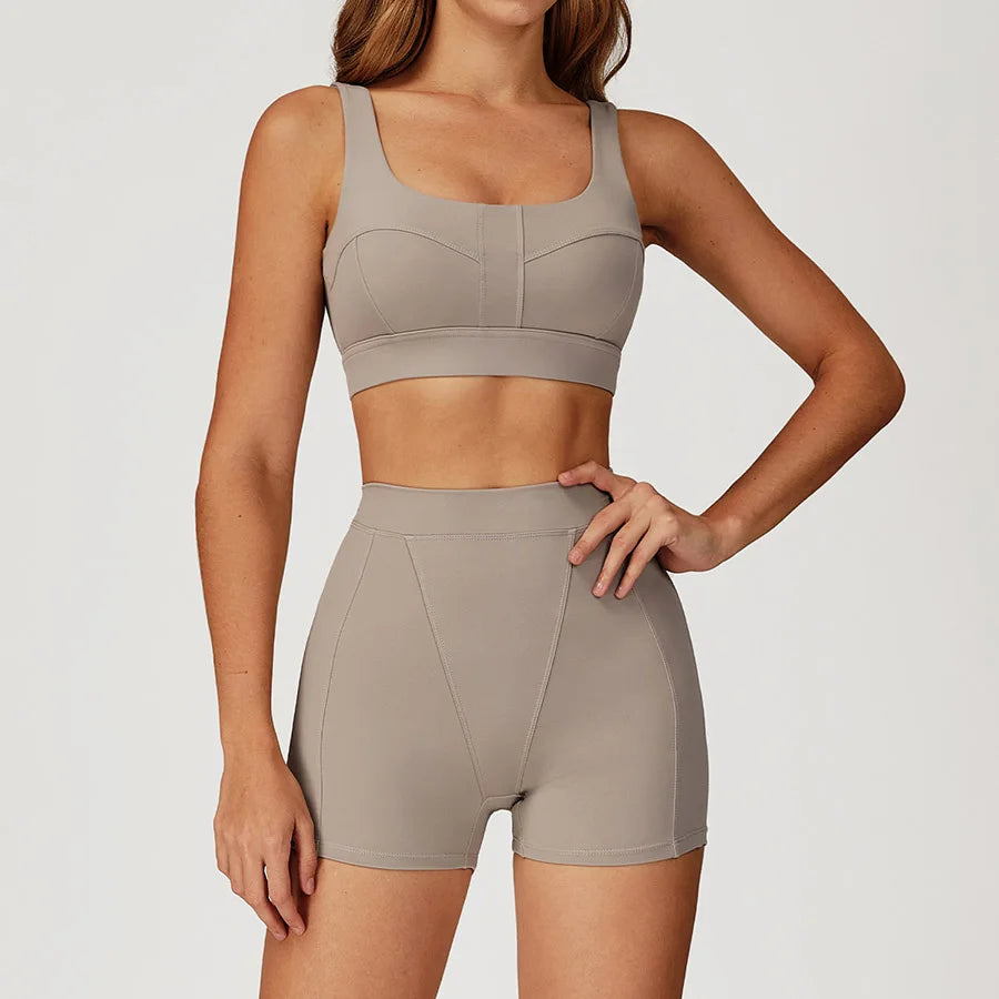 New Yoga Set 2Pcs Women No Logo Tank Tops High Waist Seamless Shorts Workout Outfit Fitness Gym Clothes Workout High quality