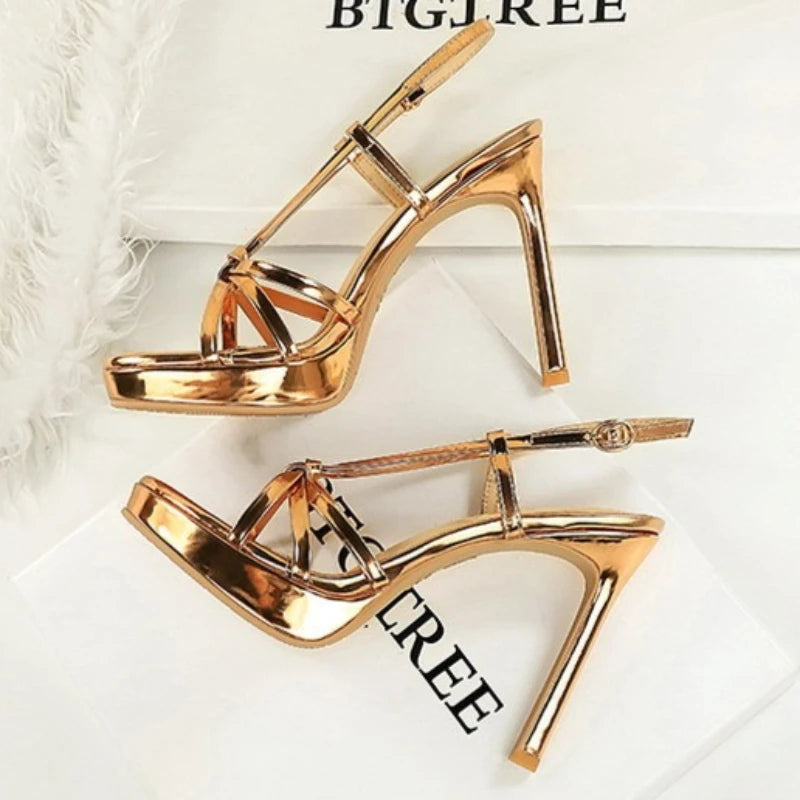 BIGTREE Classic Black Ankle Strap Stiletto Heels Round Toe Open Toe High Heels Women's Versatile Dress Shoesfor All Occasions