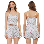 Women Pajamas Set 2 Pieces Loungewear Suits Floral Print Lace Trim Camisoles Tank Tops and Shorts Outfits Summer Sleepwear