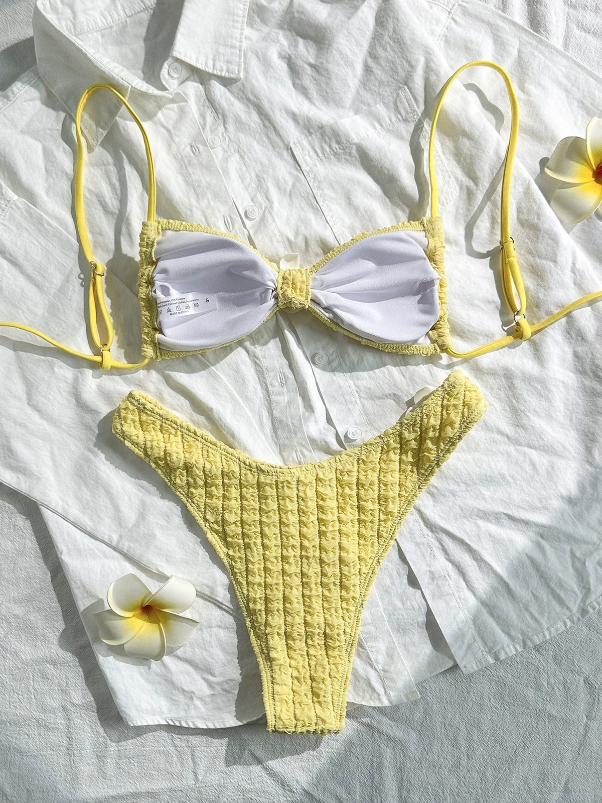 DEKA Flowers Bandeau Bikini Set High Leg Cut Women Swimwear Female Swimsuit Two-pieces Bather Bathing Suit SwimBandeau Top Bot