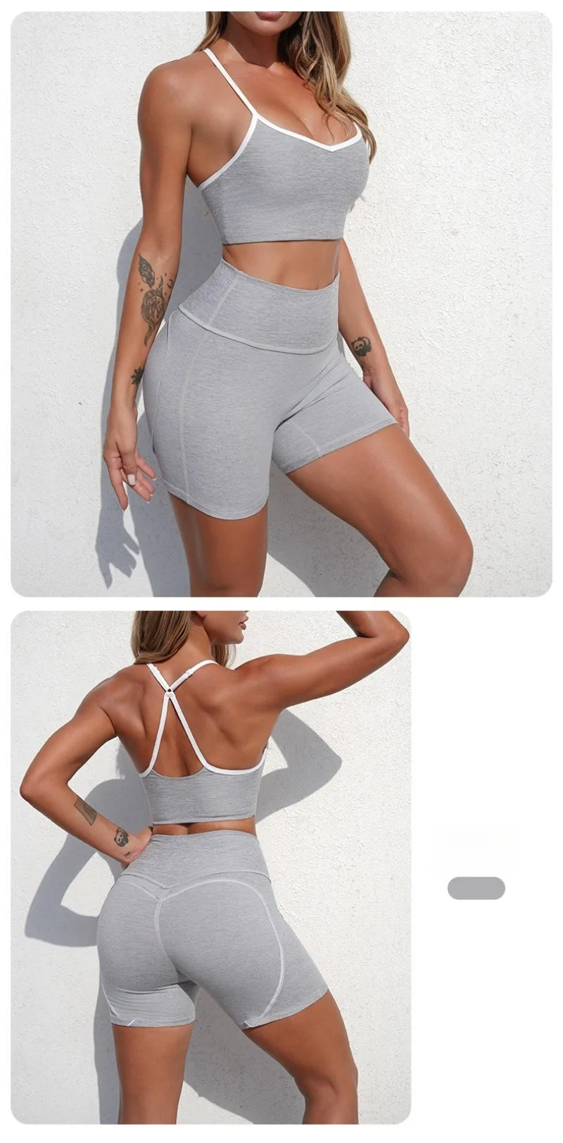 Women's Yoga Sets Sports Fitness Cross Beauty Back Bra Slim Fit Hip-Lifting Shorts Suits Running Workout Gym Training Sets