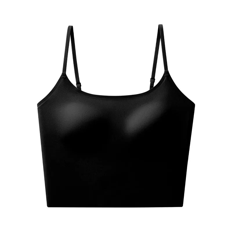 Women's Seamless Bras Top - MOYISU Invisible Chest Pad Camisole Anti-Peep Undershirt with Versatile Strap & Flattering Back Cut