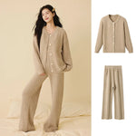 Women Autumn Winter Korean Style 3 Piece Camisole Pajama Set New Soft Half Velvet Elegant Wearable Outside Loungewear Sleepwear