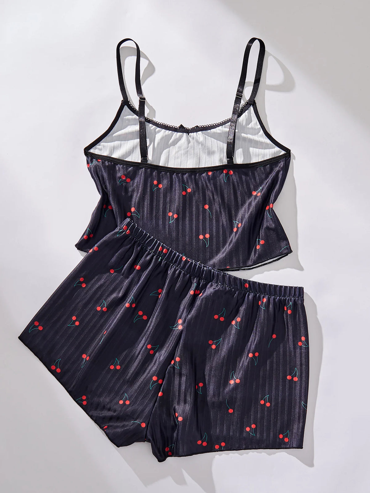 Girls Cute Strappy Homewear Thin Casual Top and Thong Night Underwear Sleepwear Pajamas Set